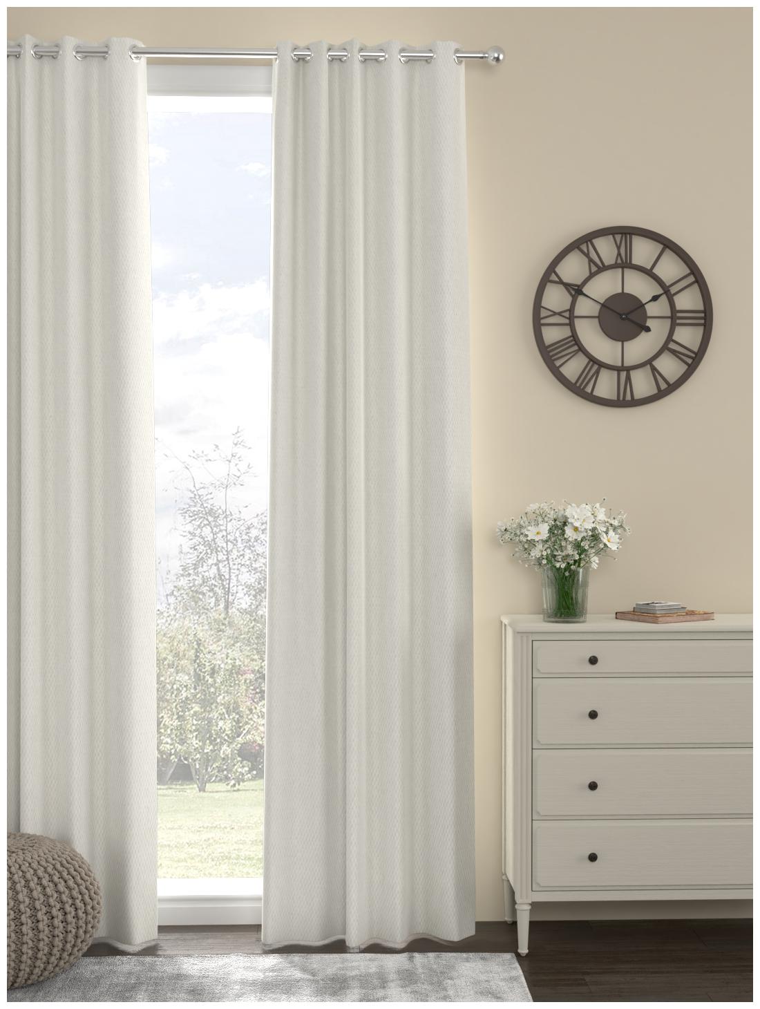 

Rosara Home Cotton Long Door Blackout Off-White Regular Curtain ( Eyelet Closure Solid )