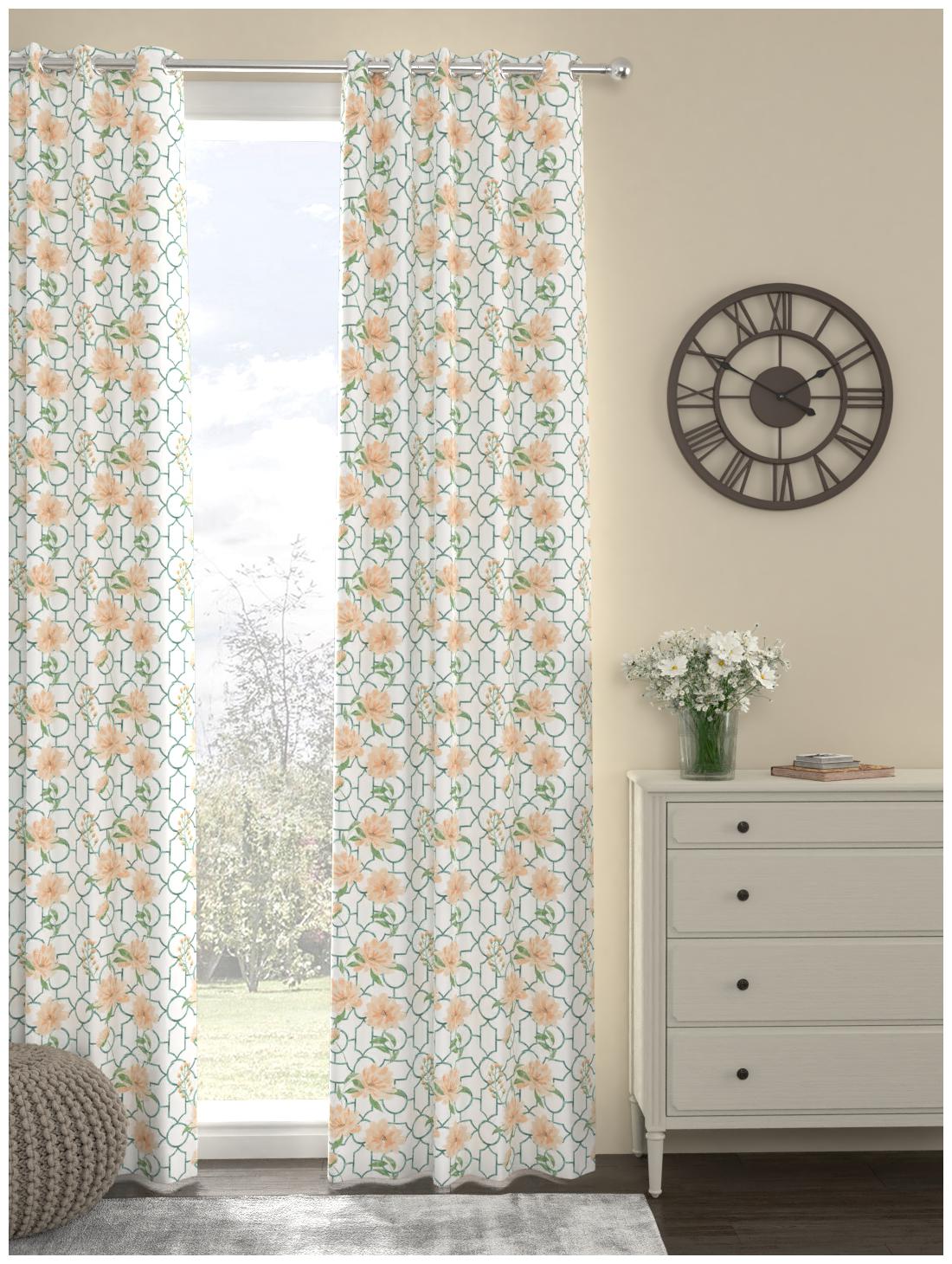 

Rosara Home Polyester Door Blackout Orange Regular Curtain ( Eyelet Closure Printed )