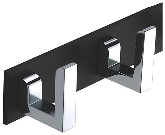 

Roseleaf-Premium Classic Glossy Black Steel 2 Pin Cloth Hanger Wall Door Hooks Rail for Hanging Clothes Towel Hook Set (Black Pack of 1)