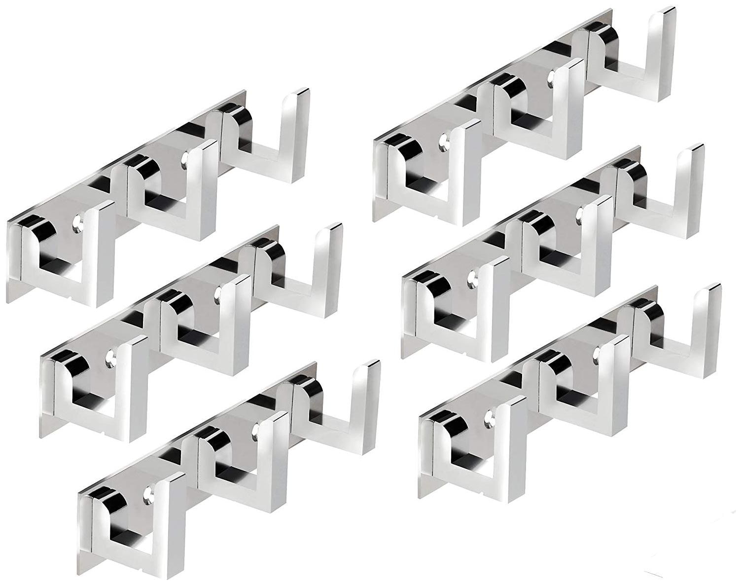 

Roseleaf Set of 6-Glossy Classic 3 Pin Bathroom Cloth Hanger Door Wall Hooks For Hanging keys Clothes Holder 3 - Pronged Hook Rail