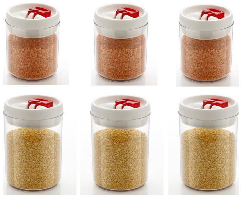 

Roseleaf 800 ml 600 ml White Transparent Plastic Container Set - Set of 6
