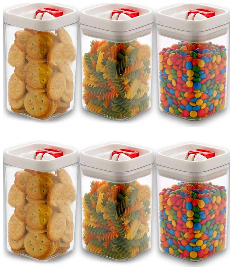 

Roseleaf 1400 ml White Transparent Plastic Container Set - Set of 6
