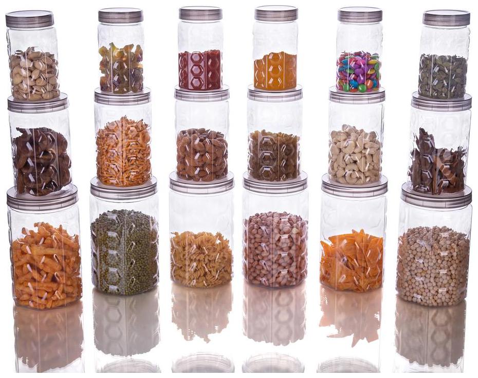 

Roseleaf Transparent And Grey Plastic Container Set - Set Of 18(350 650 1200 ml)