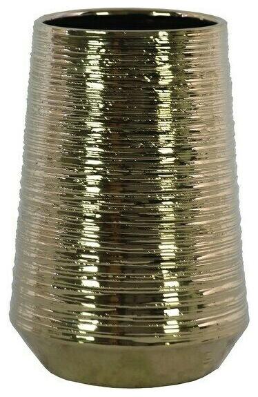 

Round Ceramic Vase With Combed Design Small Gold Gold