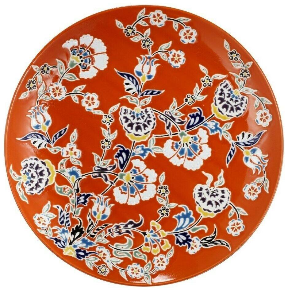 

Round Ceramic Decorative Plate With Elegant Motif Multi