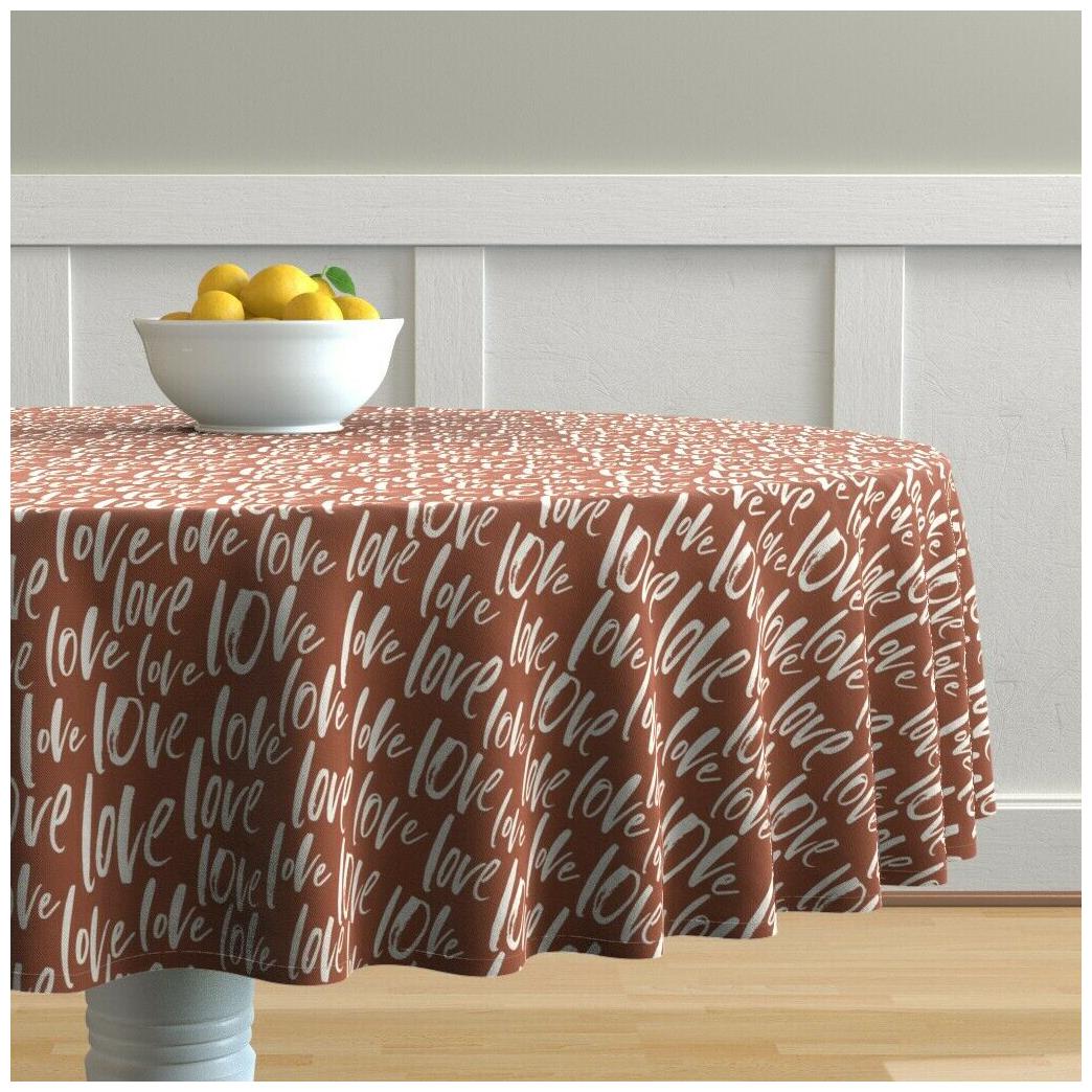 

Round Tablecloth Rust Red Ed Brick Brick Red Love Typography Earth Cotton Sateen