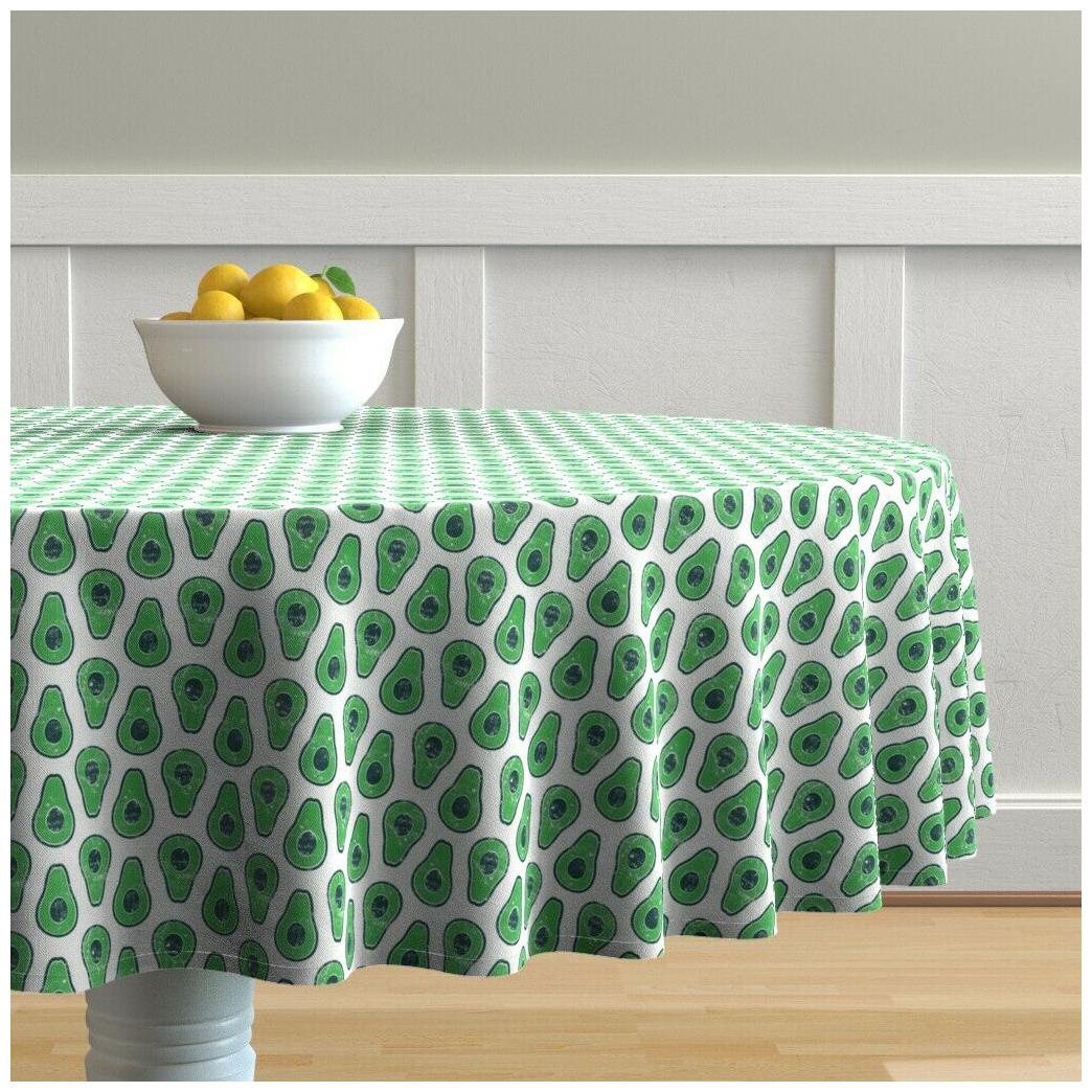 

Round Tablecloth Avocados Distressed Avocado Food Health Stamped Cotton Sateen