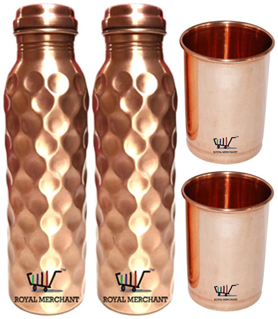 

ROYAL MERCHANT Copper Brown Water Bottle ( 1000 ml Set of 4 )
