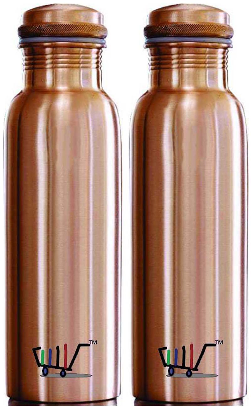 

ROYAL MERCHANT Copper Brown Water Bottle ( 1000 ml Set of 2 )