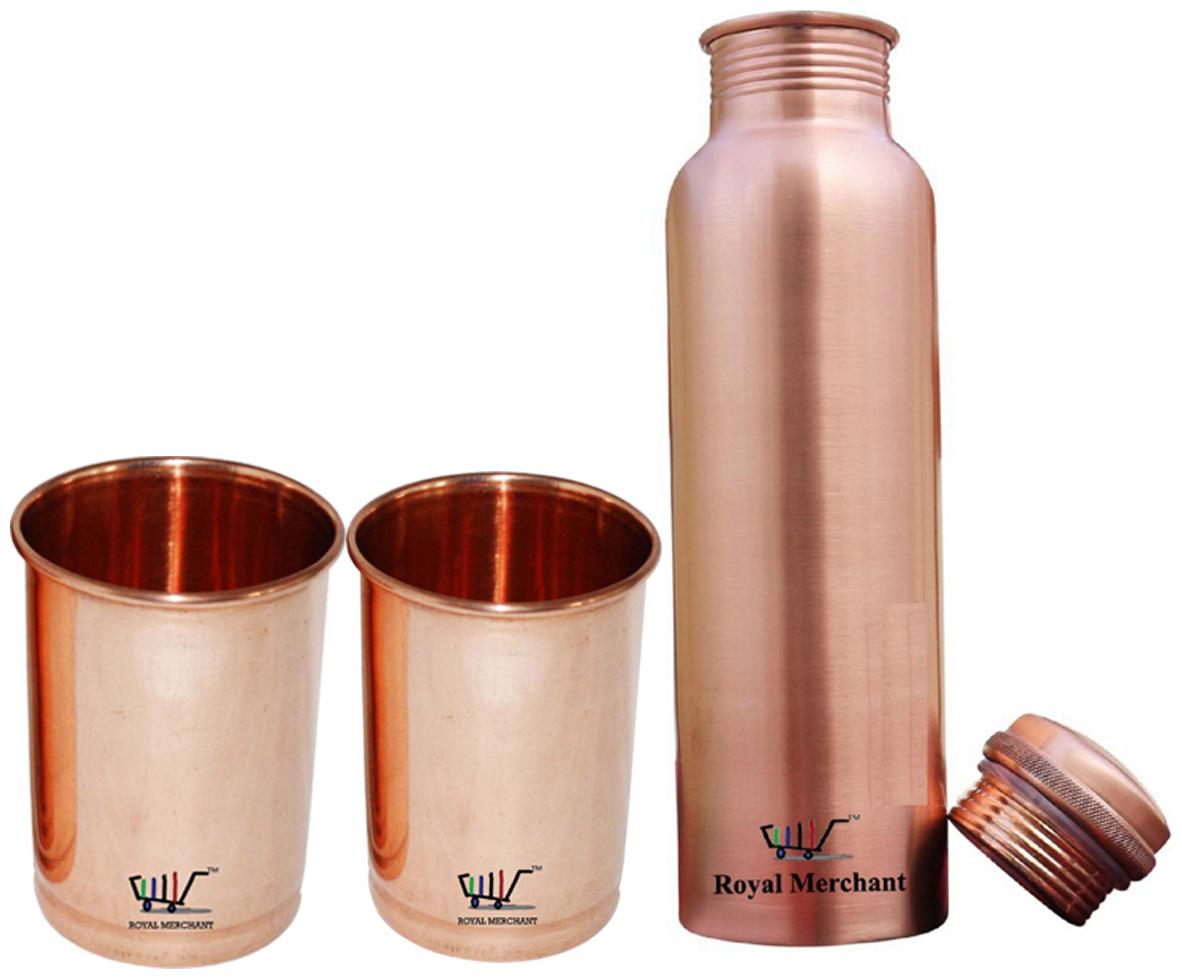 

ROYAL MERCHANT Copper Brown Water Bottle ( 650 ml Set of 3 )