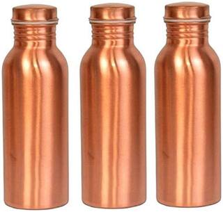 ROYAL MERCHANT Copper Water Bottle Set of 3 ( Brown , 650 ml )