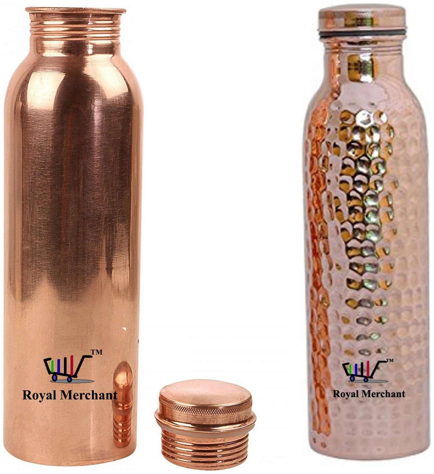 

ROYAL MERCHANT Copper Brown Water Bottle ( 1000 ml Set of 2 )