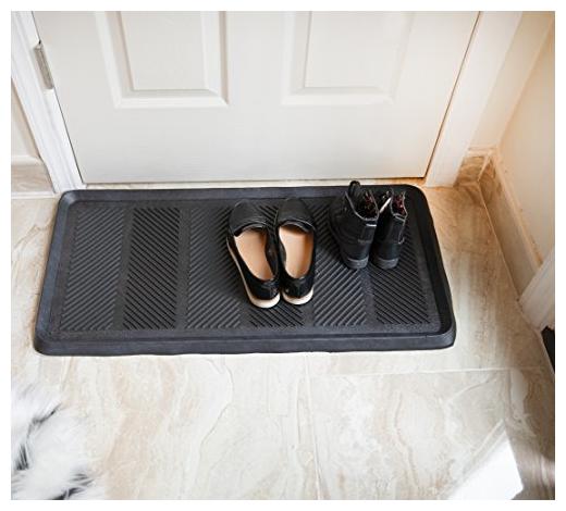 

Rubber Doormat 16 x32in Rectangle With 2in Raised Edges Skid Free Stepping Black