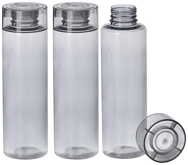 FPR Plastic Water Bottle Set of 3 ( Grey , 1000 ml )