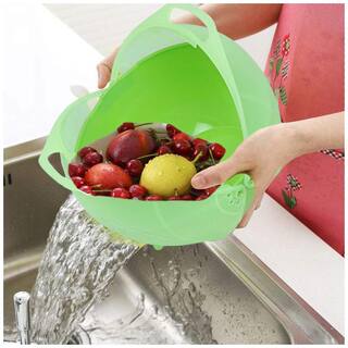 RUDRESHWAR Rice Pulses Fruits Vegetable Colander Washing Bowl With Strainer