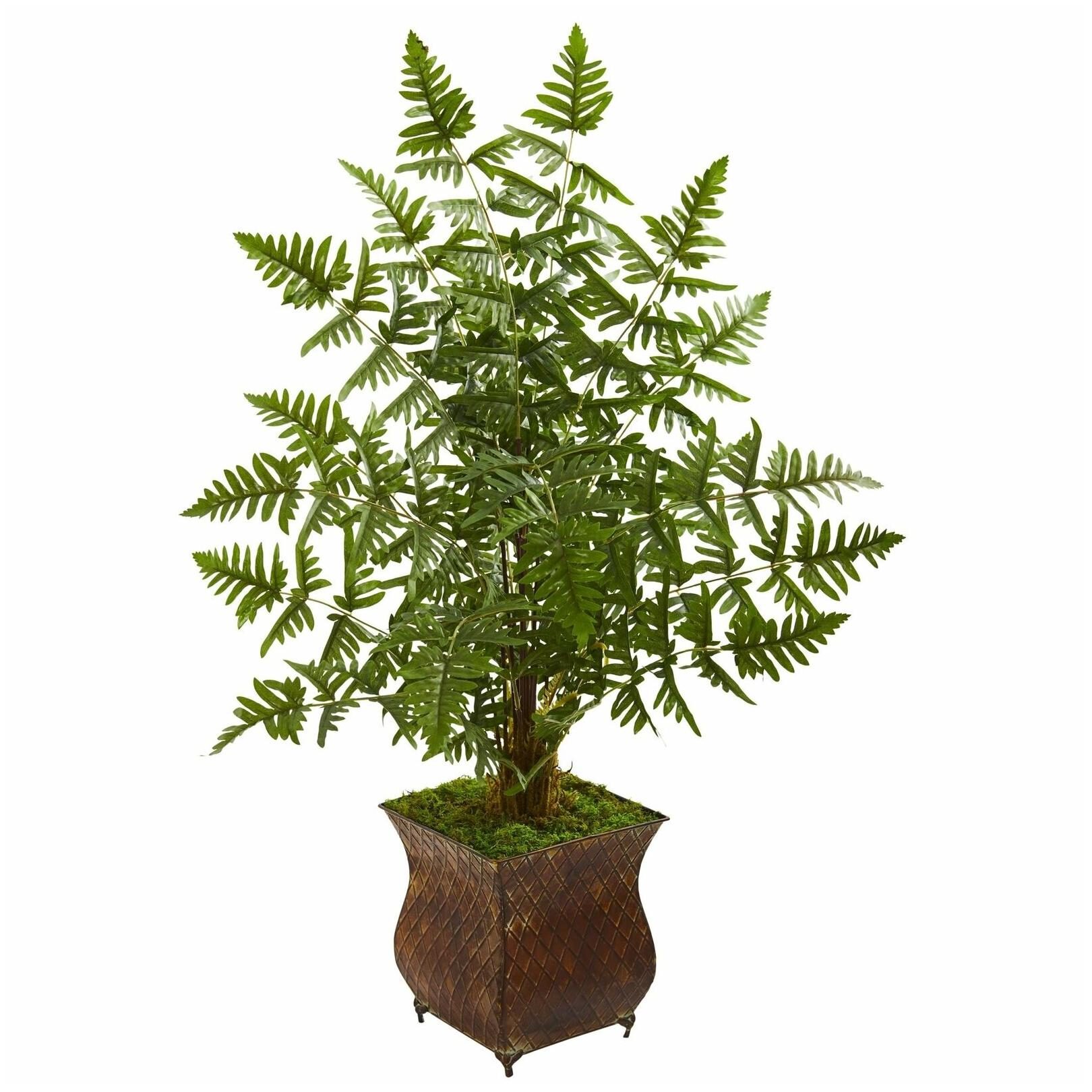 

Ruffle Fern Artificial Palm Tree in Metal Planter