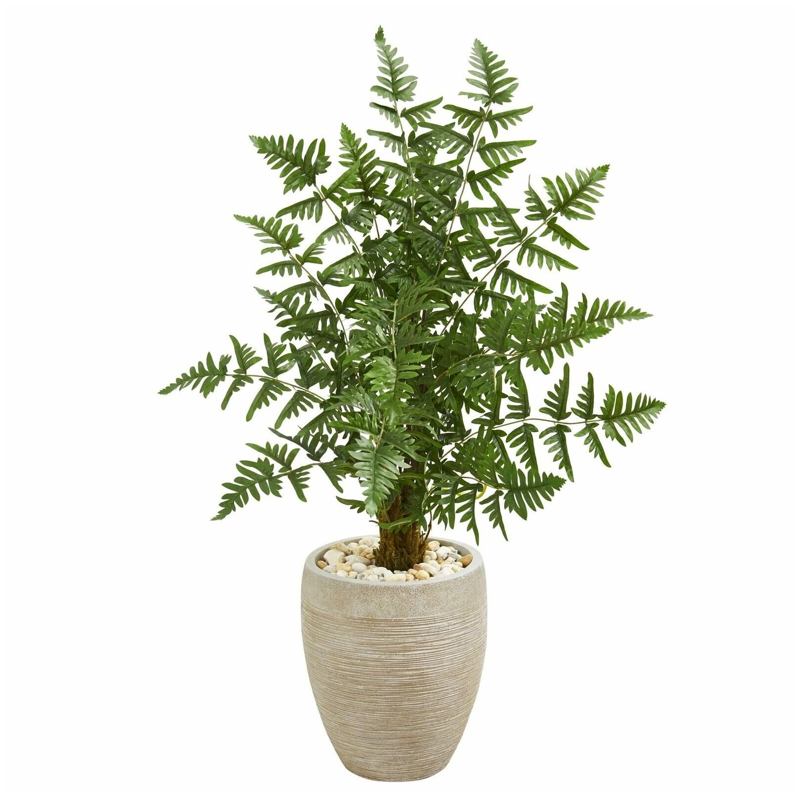 

Ruffle Fern Palm Artificial Tree in Sand Colored Planter