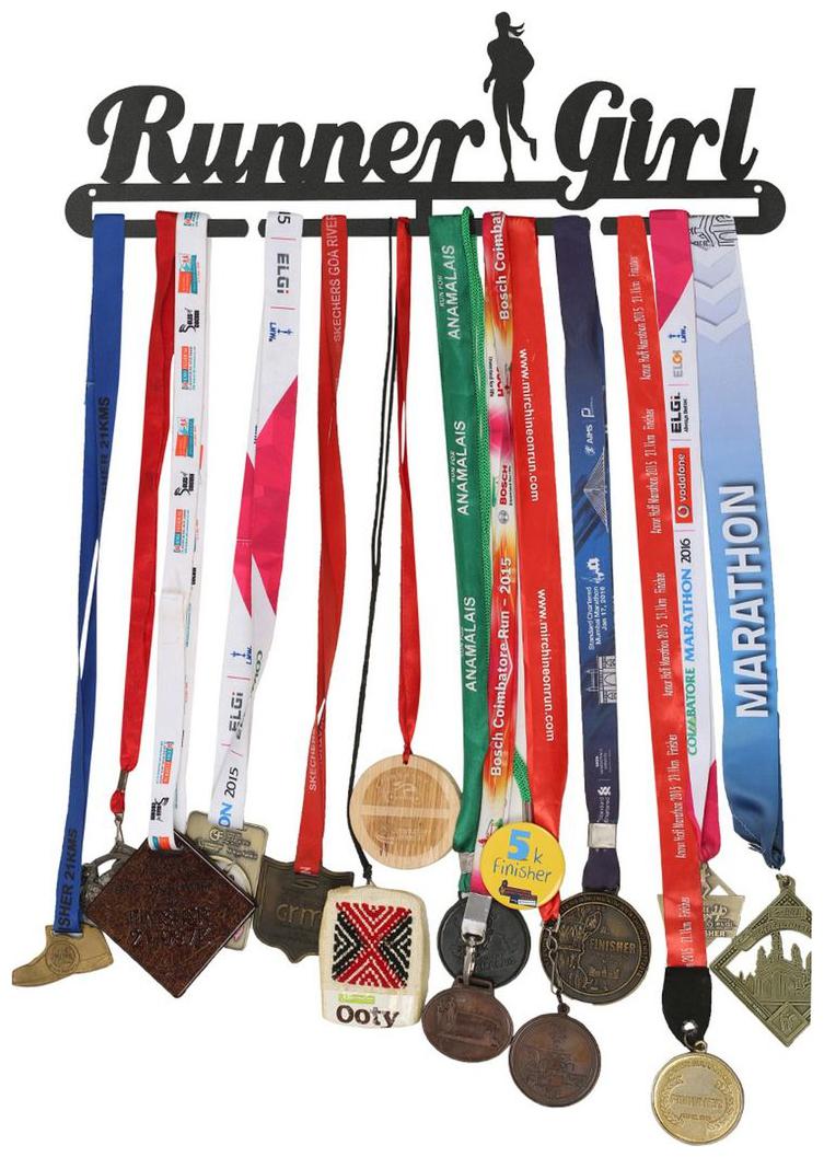

RUNWYND Runner Girl Medal Hanger - Black