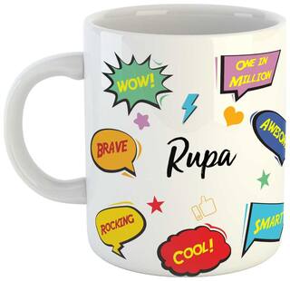 Rupa Name Printed Ceramic Coffee Mug. Best Gift For Birthday by AshvahTM