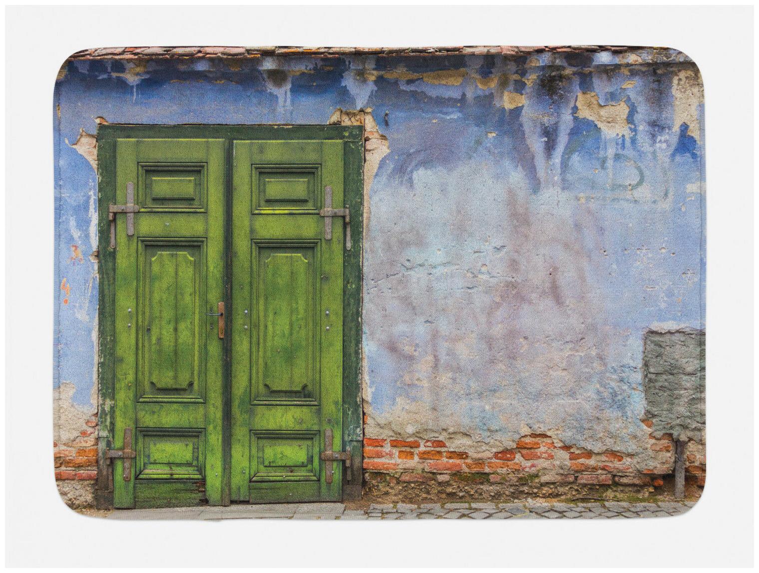 

Rustic Bath Mat Colored House Old Door Non-Slip Plush Mat 29 5 X 17 5 Inches