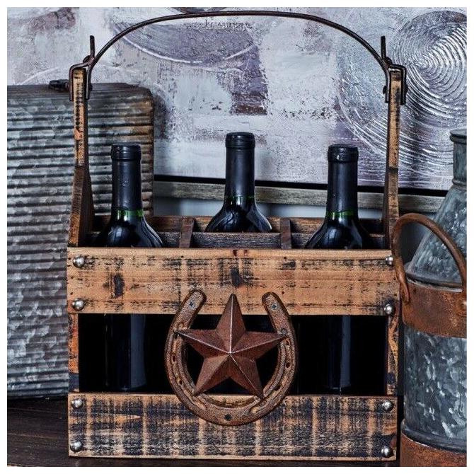 

Rustic Wine Holder Tabletop Bottle Caddy Wine Storage Rack Decorative Organizer