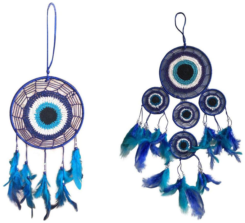 

Ryme 6 inch Evil Eye Crochet Dream Catcher 5 Rings Dream Catcher Wall Hanging Combo Set