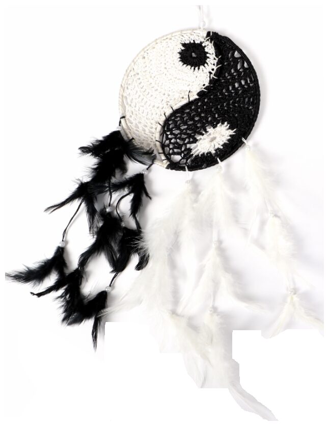 

Ryme Beautiful Crochet White Black Color Yin Yang Dream Catcher Wall Hanging For Home Office