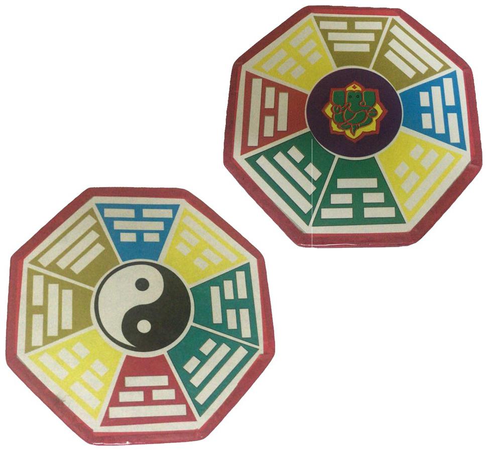 

Ryme Combo Of Vastu Feng Shui Yin Yang Bagua Mirror for Front Door - 5 inch Vastu Ganesha Traditional Chinese Feng Shui Bagua Mirror - 5 inch