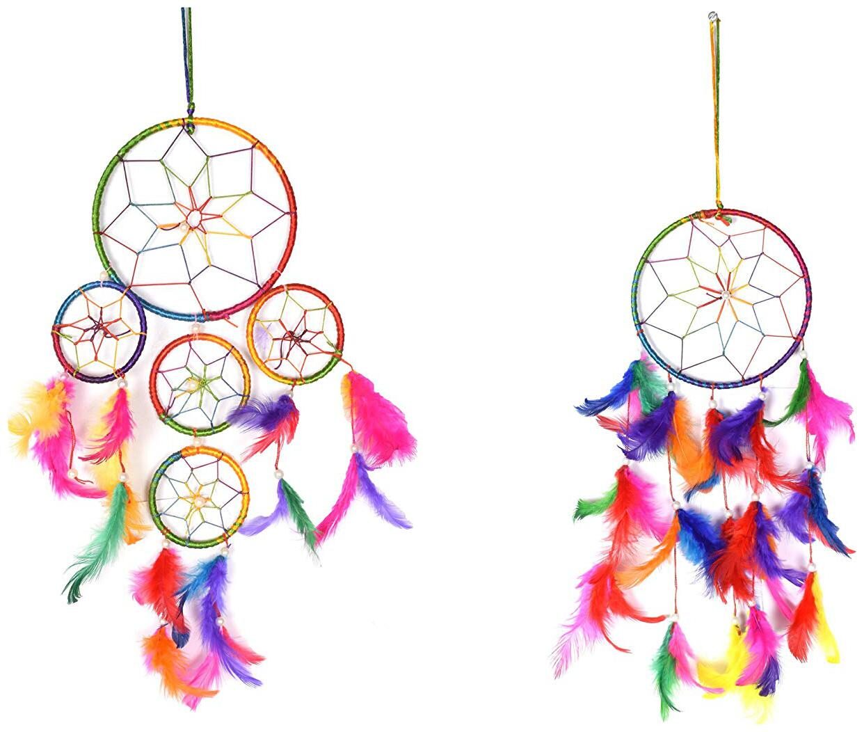 

Ryme Combo of Dream Catcher Wall Decor Hangings With 5 Rings (58CM) and 1 Ring (48CM)