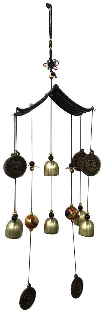 

Ryme Feng Shui 12 Bells Om Hanging with Hut Wind Chime Wall Hanging for Home Decoration