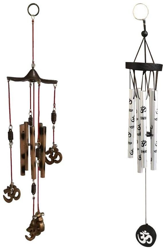 

Ryme Feng Shui 5 Pipes Om Wind Chimes and Om Printed Silver 5 Pipes Wind Chime