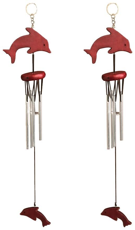 

Ryme Feng Shui Combo of Dolphin Fish Wind Chime with 5 Silver Pipes