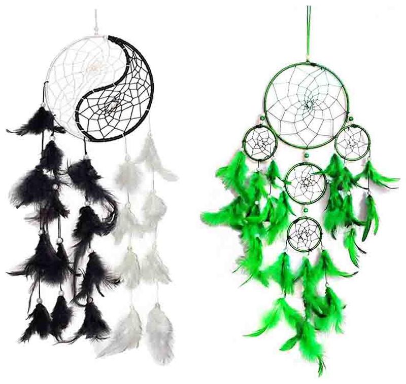

Ryme Pack Of (2) Yin Yang 5 Ring Green Dream Cather