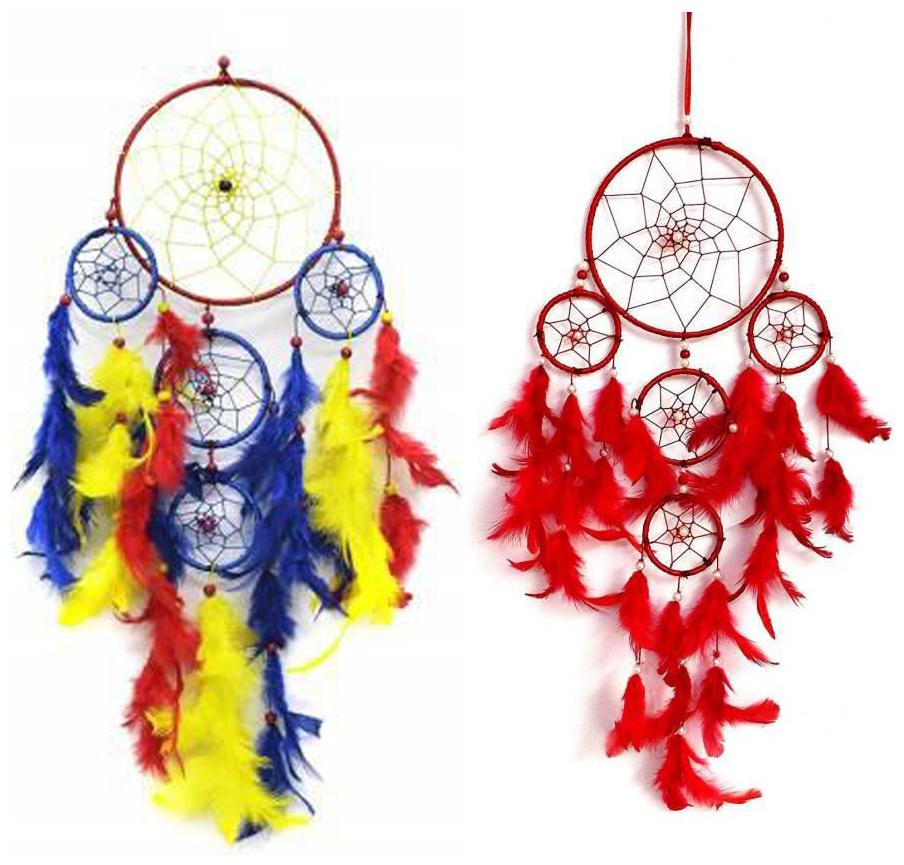 

Ryme Pack Of (2) Dream Catchers 5 Rings Colorful 5 Rings Red Wall Hanging For Home Office