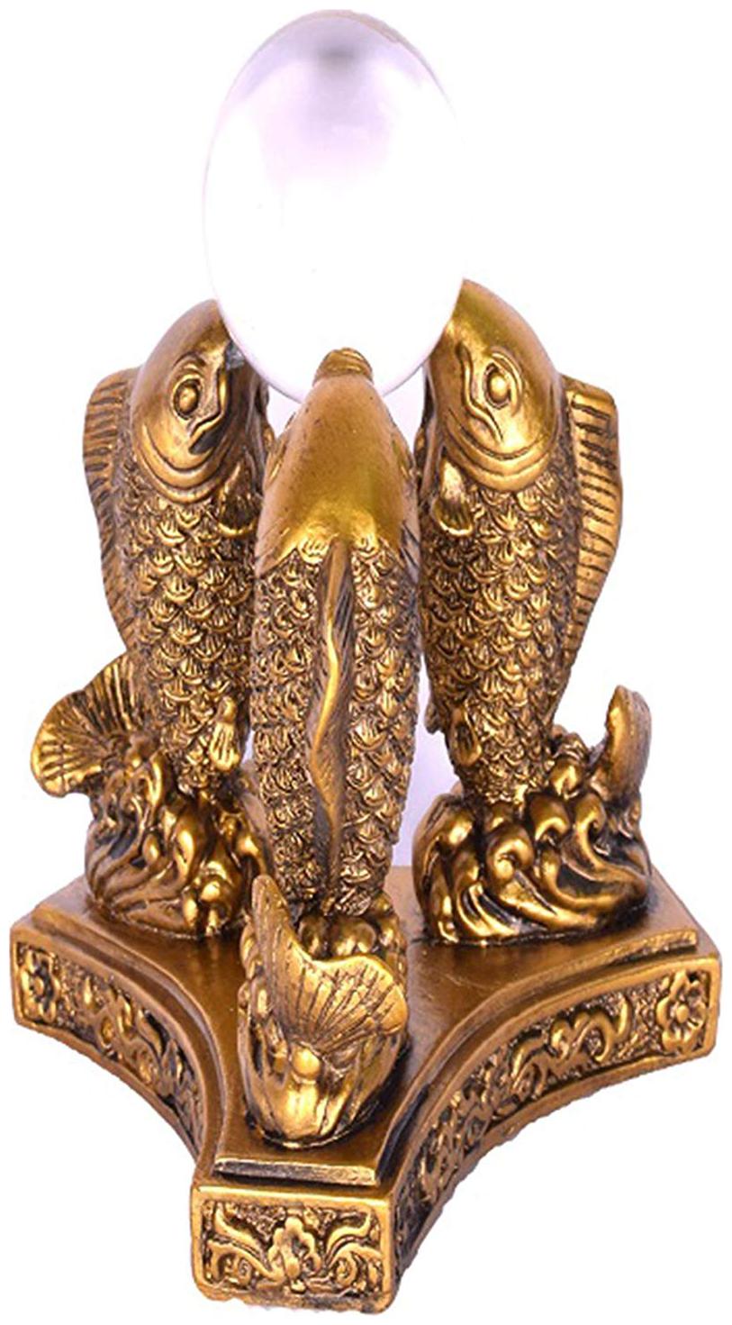 

Ryme Showpiece three dolphin fishes with crystal ball Made of Marble Polyresin