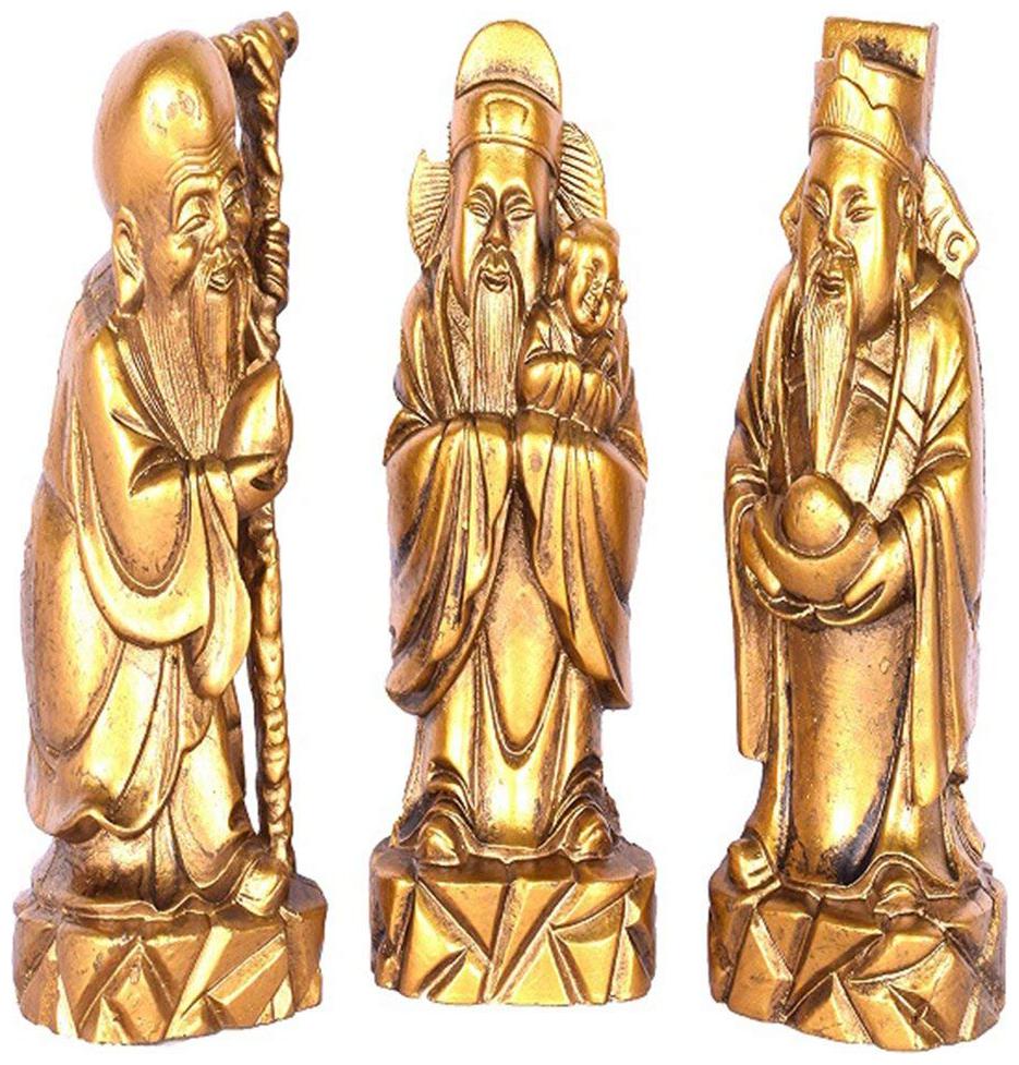 

Ryme Showpiece Fuk Luk Sau Family with child Made of Marble Polyresin