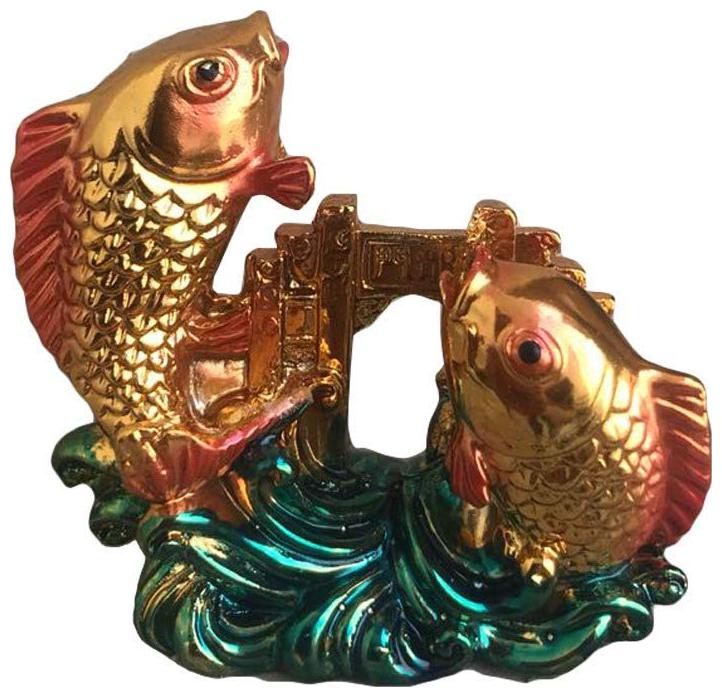 

Ryme Vastu Feng Shui Colorful Double Fish 3 inch for Luck Prosperity and Wealth