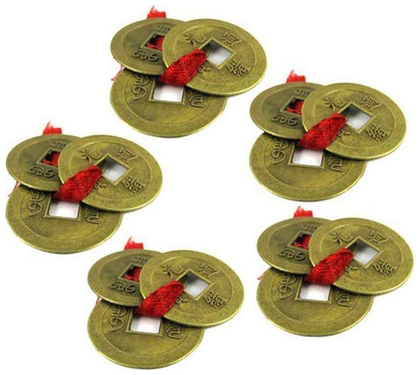 

RymeVastu Fengshui Brass Coins For good luck wealth and money (Set of 15 )