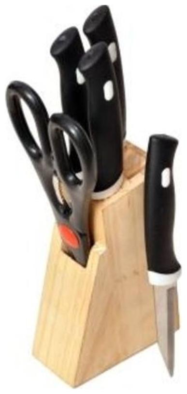 

S M 4pcs Knife Set With 1 Scissor With Wooden Stand