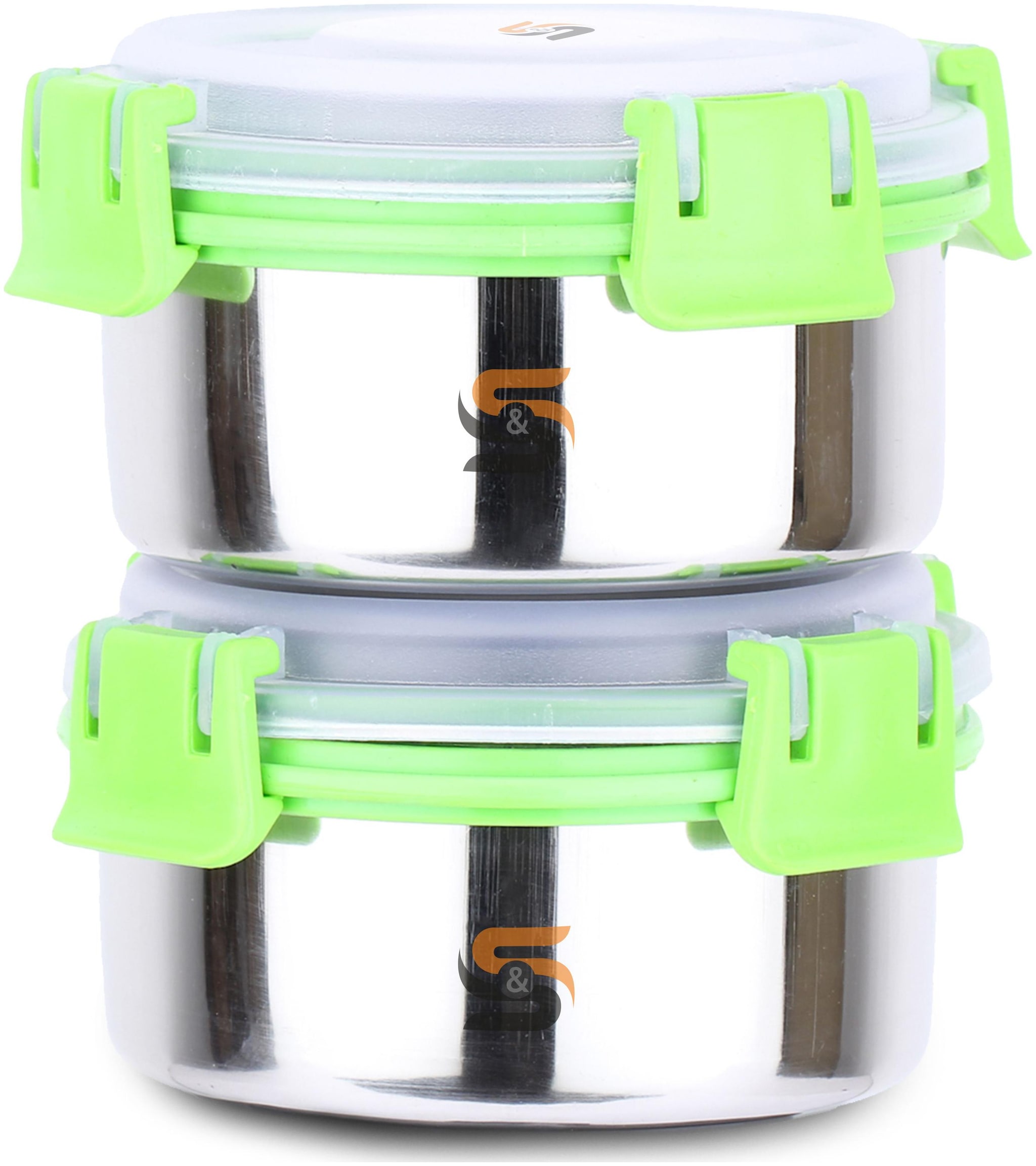 

S S Green Lunch box ( Set of 2 300 ml )