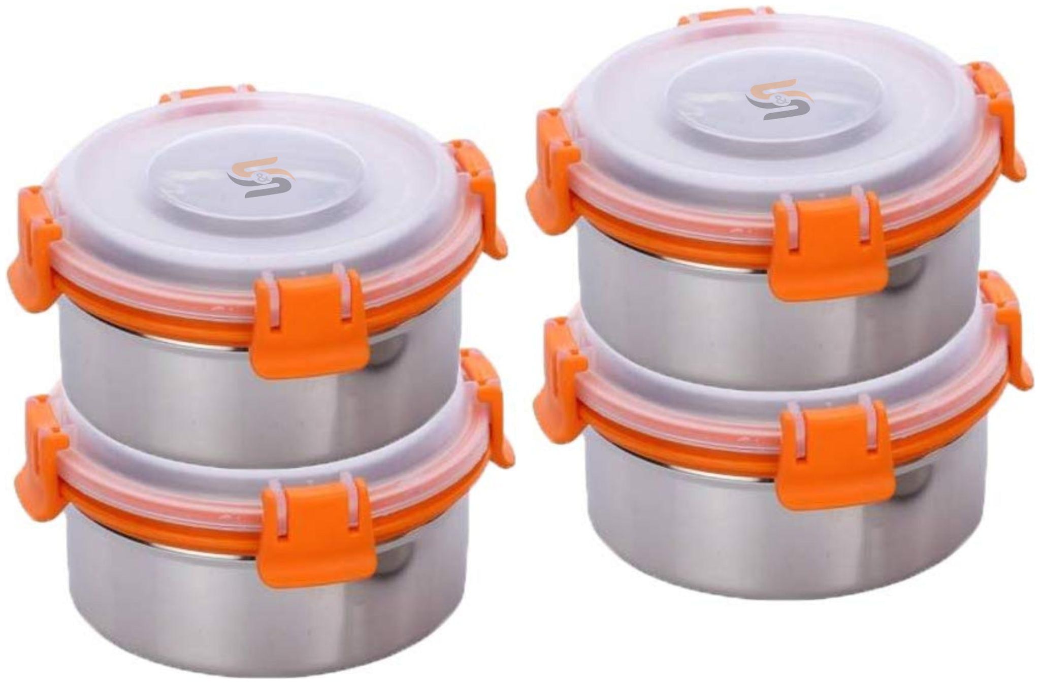 

S S Orange Lunch box ( Set of 4 300 ml )
