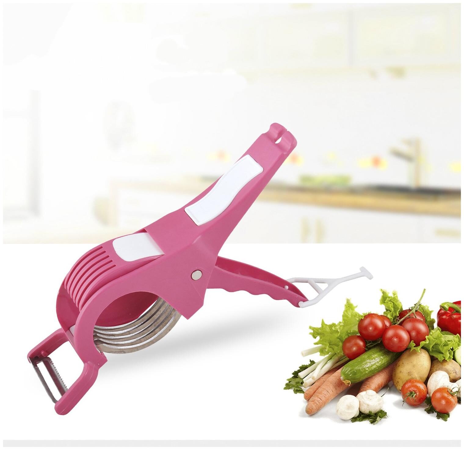 

S4 2 in 1 Vegetable Cutter with Peeler and Chopper for fresh Vegetable and Fruit (See On TV) (Random Color)