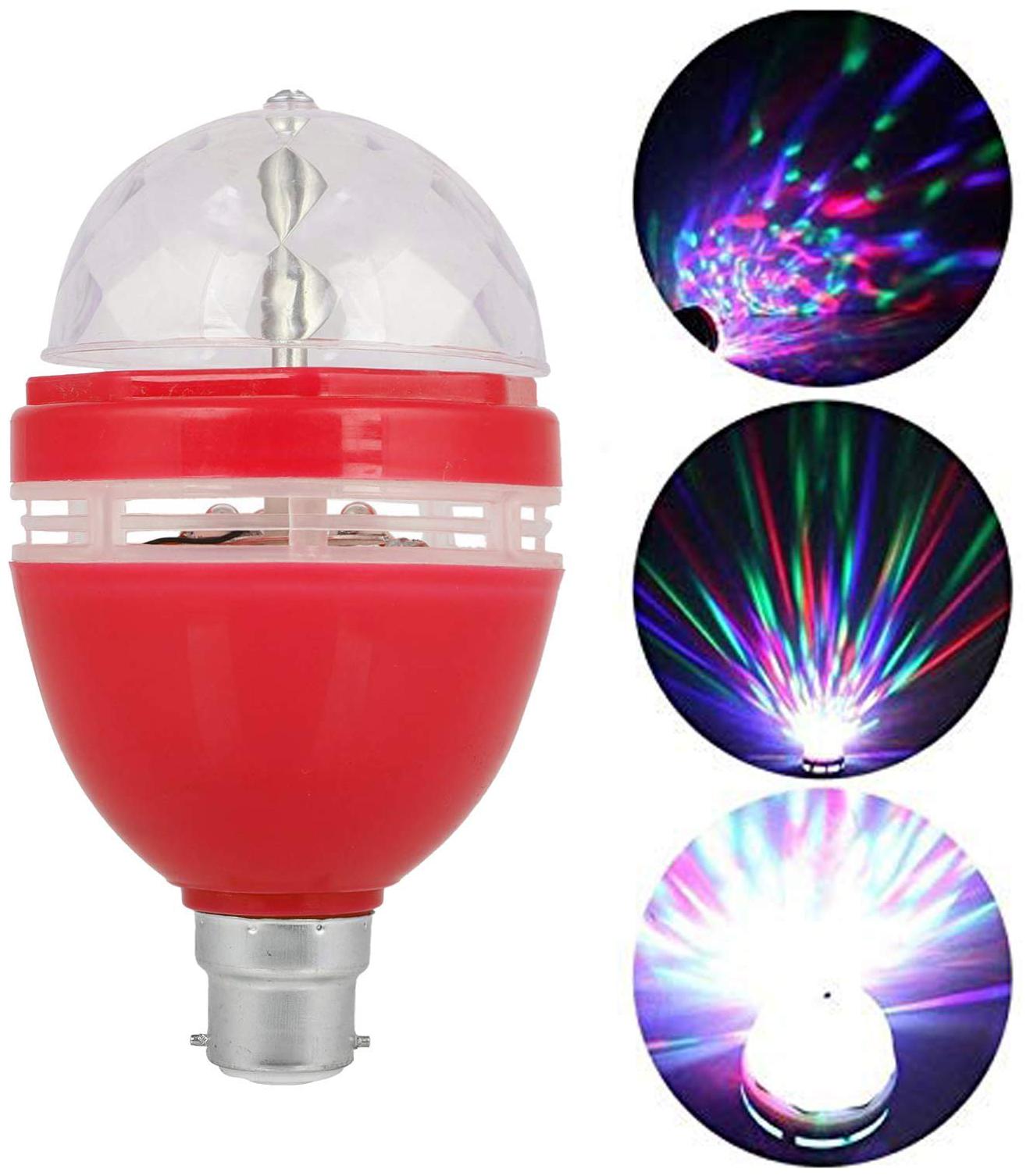 

S4 Colorful Auto Rotating Crystal RGB LED Bulb LED Light LED Disco Light for Party Navratri Diwali Christmas Home Decoration