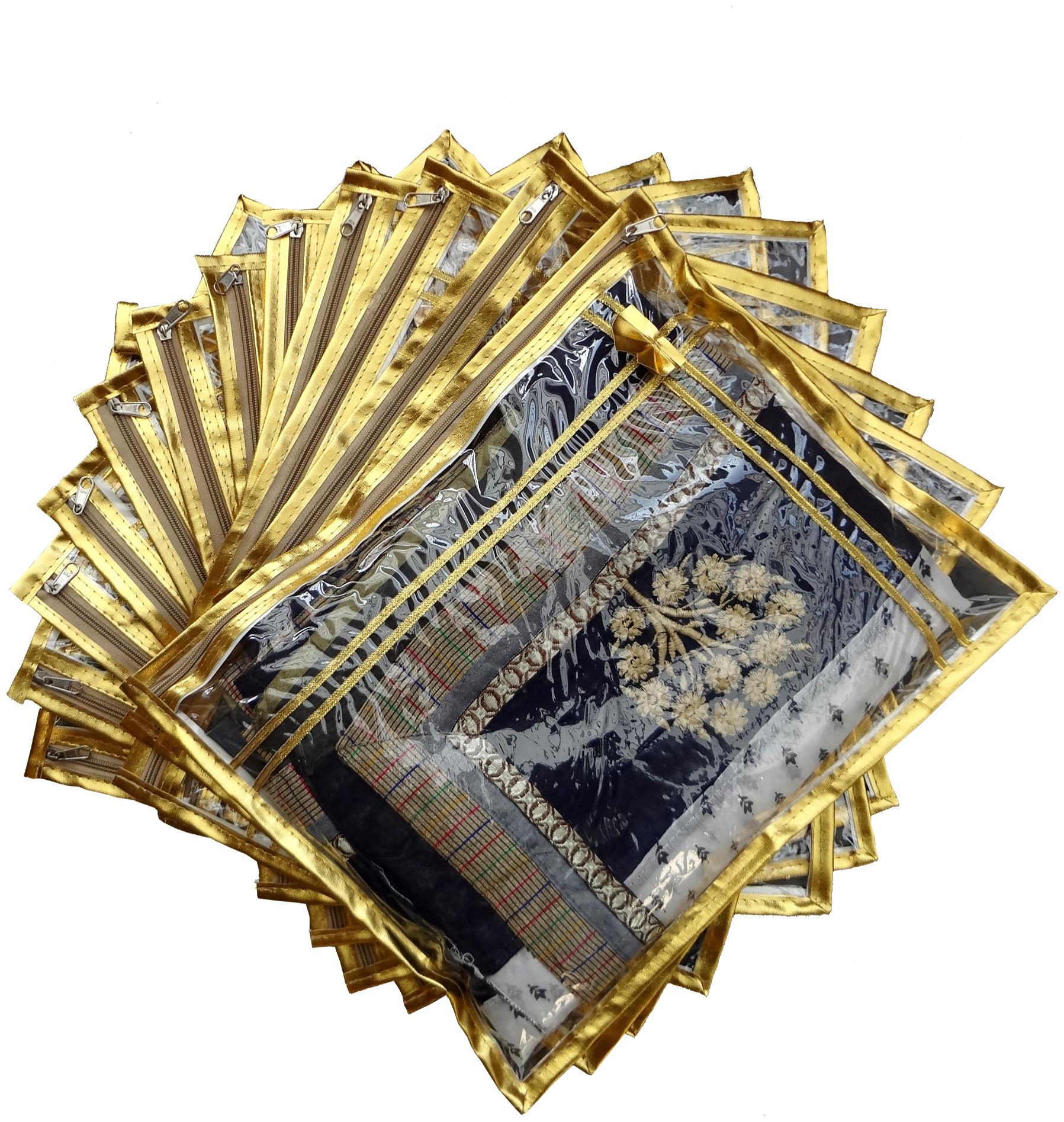 

S4S 12 Piece Premium Golden Transparent Single Saree Cover