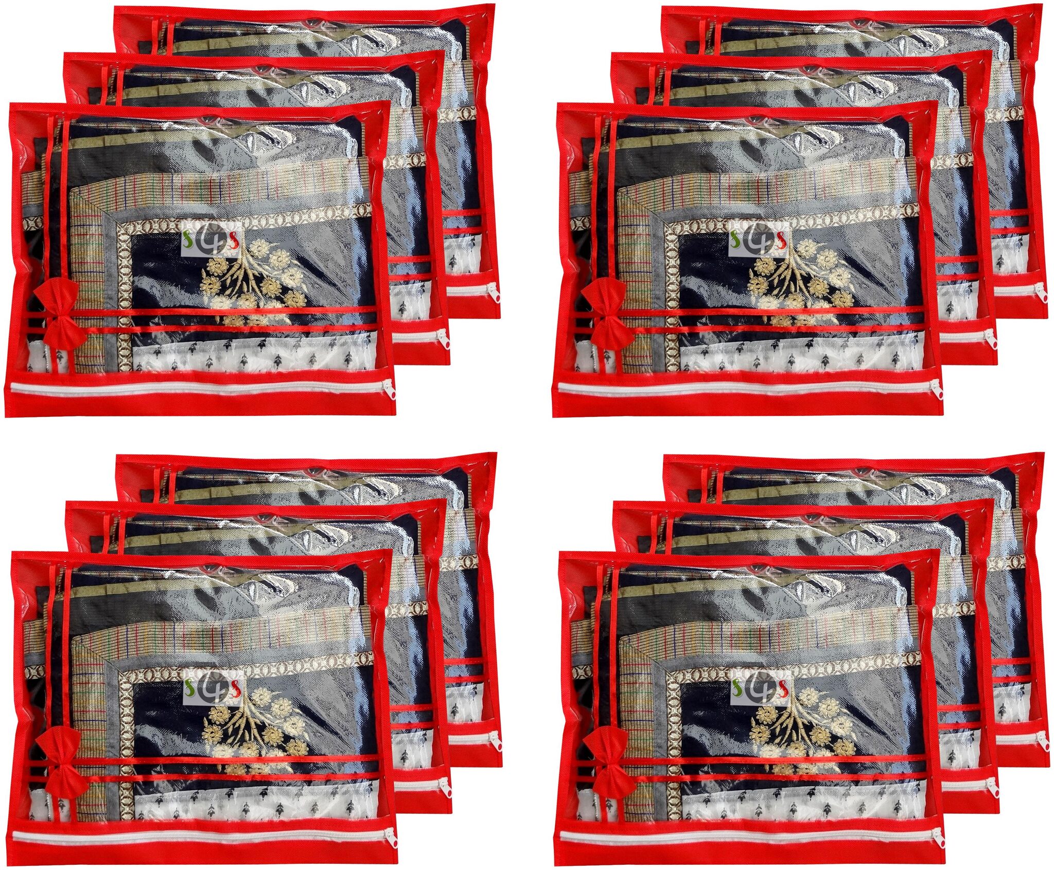 

S4S 12 Piece Non Woven Single Saree Cover (Red)
