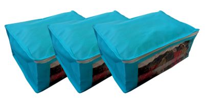 

S4S Non Woven Saree Cover Wardrobe Organiser Regular Clothes Bag (Set of 3 Green)