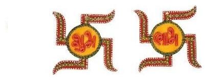 

SAARTHI Handmade Wooden Auspicious Decorative Stone Kundan Studded Shubh Labh Door Hanging - Swastik Shaped