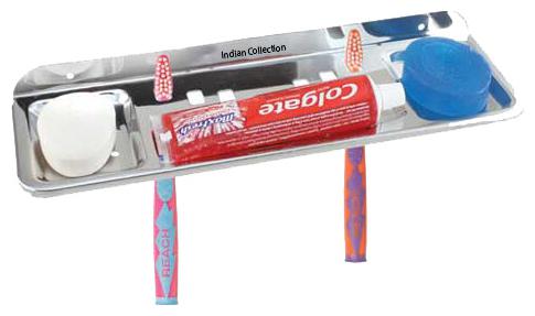 

Salonica Bathover the Mirror Shelves toothpaste and toothbursh shelves stainless steel sliver color 12 inch