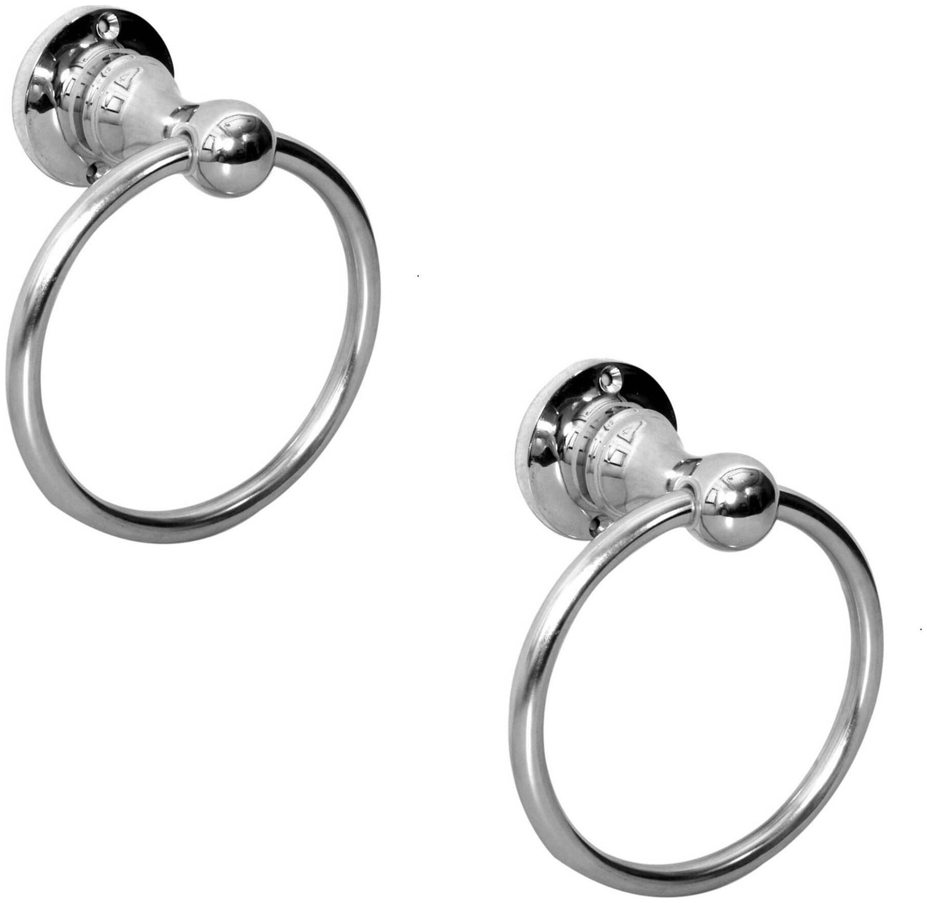 

Salonica Bathroom Heavy Towel Ring Holder Towel Stand Sliver Shine Round for Bathroom kitchen washbasin Set of 2
