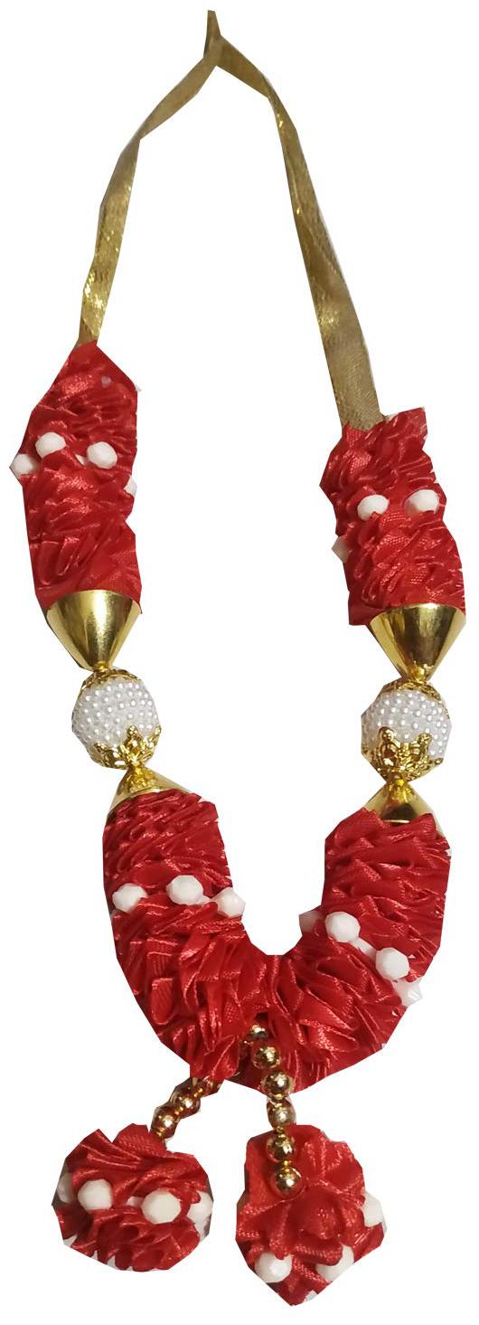 

Salvus App Solutions Red Moti Balls Garland Mala for God Idols Photo Frames 8 inches - 1 pc
